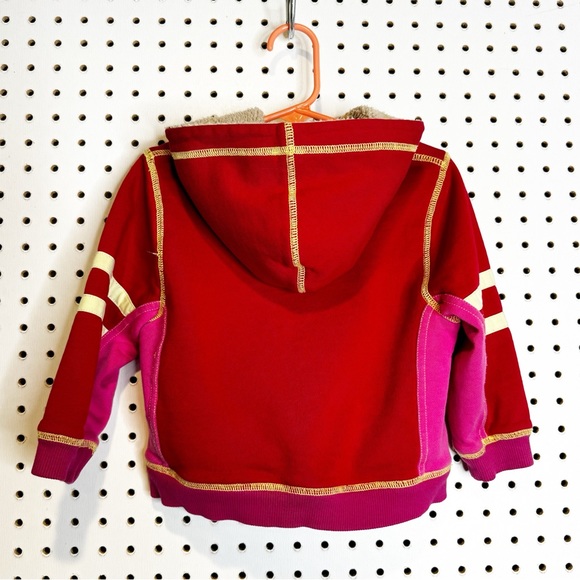 Hanna Andersson | Sherpa Lined Knit Hoodie, Red and Pink Color Block Sz. 80cm - Picture 5 of 10